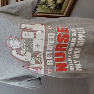 Fruit of the Loom retired nurse grey tee shirt Rosie the Riveter size Large
